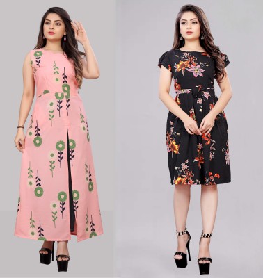 Modli 20 Fashion Women Fit and Flare Pink Dress