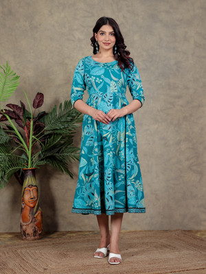 Aramya Women Ethnic Dress Blue Ankle Length Dress