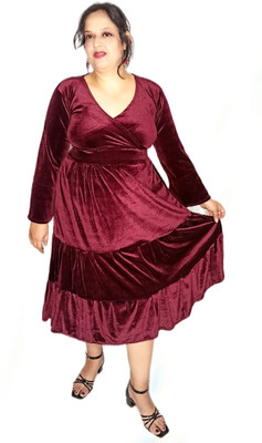 Garima Fashion Women Fit and Flare Purple Below Knee Dress