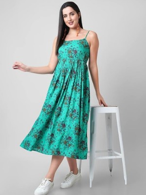 Muskan Fab Women Fit and Flare Green Dress