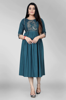 ShopGlobal Women A-line Multicolor Below Knee Dress