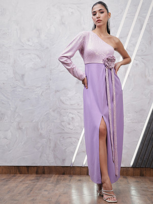 ATHENA Women A-line Purple Maxi/Full Length Dress