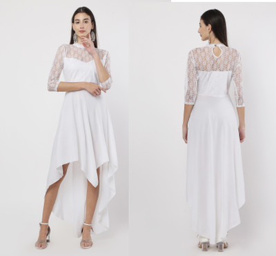 PREMGARMENTS Women A-line White Above Knee/Mid Thigh Length Dress