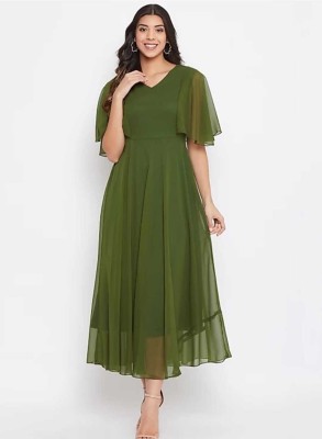 FENY ENTERPRISE Women Gown Dark Green Dress