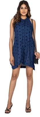 Amadore Women A-line Dark Blue, Black Mini/Short Dress