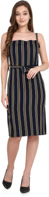 prabhas Women A-line Black Knee Length Dress