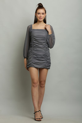 Shyammc Women Bodycon Grey Above Knee/Mid Thigh Length Dress