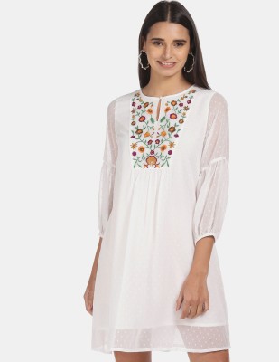 FLYING MACHINE Women A-line White Dress