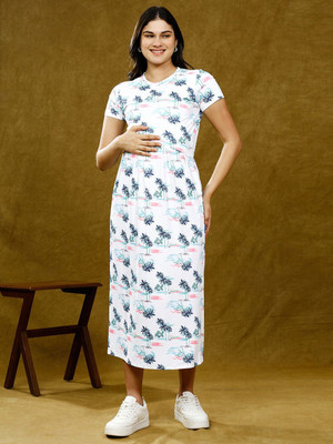 True Shape Women A-line Blue Midi/Calf Length Dress