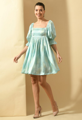 PRETTY LOVING THING Women Skater Blue Mini/Short Dress