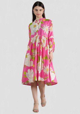 METRONAUT Women A-line Pink Knee Length Dress