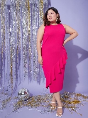 SASSAFRAS Curve Women Bodycon Pink Dress
