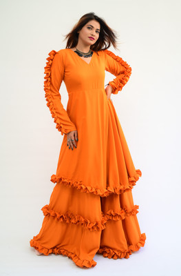 diyaz Women Maxi Yellow Full Length Dress