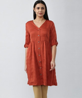 VAN HEUSEN Women A-line Red Above Knee/Mid Thigh Length Dress