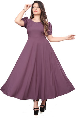 HouseOfCommon Women Maxi Purple Full Length Dress