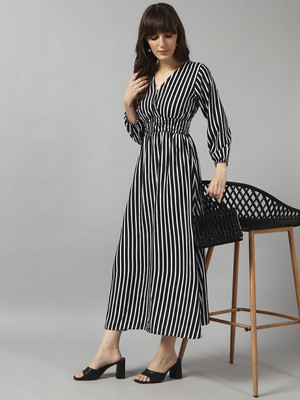 Krunal Raiyani Women Fit and Flare White Maxi/Full Length Dress