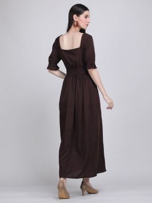 The Behruz Theory Women A-line Brown Maxi/Full Length Dress