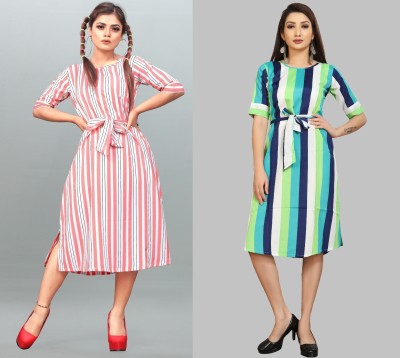 maruti fab Women Fit and Flare Multicolor Dress