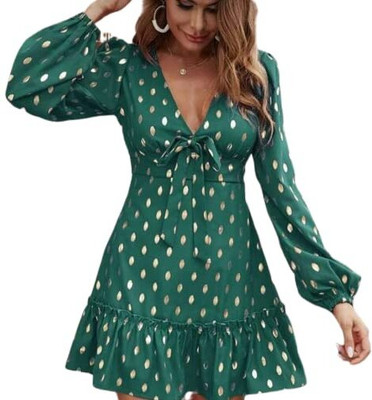 ELCHIC Women Fit and Flare Green, White, Beige Above Knee/Mid Thigh Length Dress