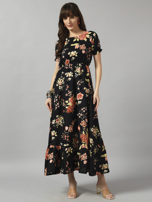 Raiyani Fashion Women Printed Ethnic Dress Kurta(Black)