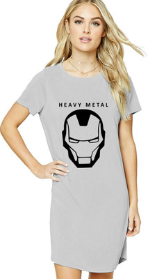 HouseOfCommon Women T Shirt Grey Midi/Calf Length Dress
