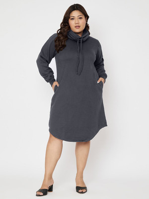 BRINNS Women Asymmetric Grey Knee Length Dress