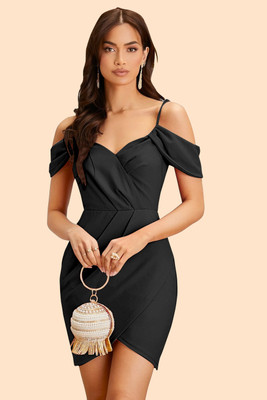 HEMANG FASHION Women Bodycon Black Midi/Calf Length Dress