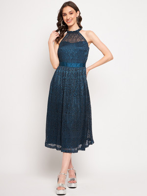 CAMLA Women A-line Green Midi/Calf Length Dress