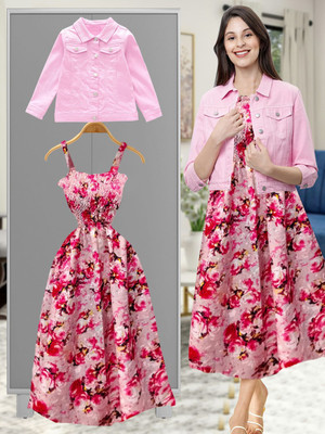 LEETOS Women Fit and Flare Pink, Pink Midi/Calf Length Dress