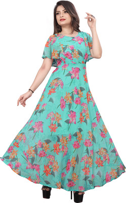 Rosasignora Women Maxi Multicolor Knee Length Dress