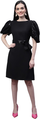 MARC LOUIS Women Sheath Black Knee Length Dress