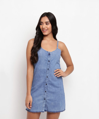 TALES & STORIES Women Sheath Blue Above Knee/Mid Thigh Length Dress