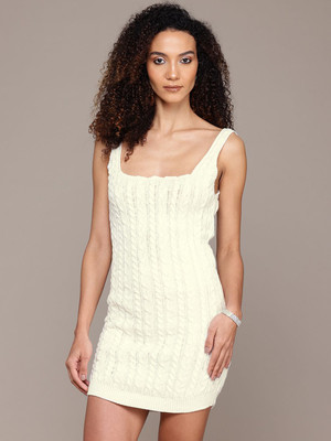 bebe Women A-line White Mini/Short Dress