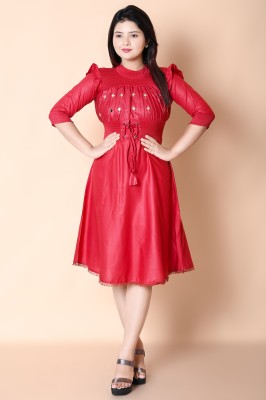 AKSHA CREATION Women A-line Red Dress