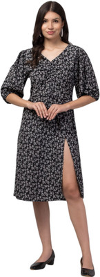 My Swag Women A-line Black Midi/Calf Length Dress