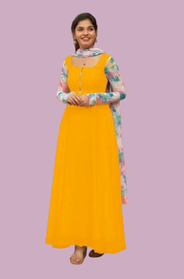 Panth Creation Women Fit and Flare Multicolor Maxi/Full Length Dress