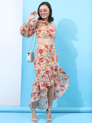 Tokyo Talkies Women High Low Multicolor Midi/Calf Length Dress