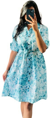 2013 USK COLLECTION Women Fit and Flare Green Above Knee/Mid Thigh Length Dress