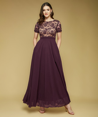 all about you Women Gown Purple Maxi/Full Length Dress