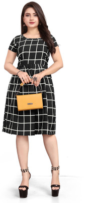 HOUSE OFF COMMON Women A-line Light Blue Knee Length Dress