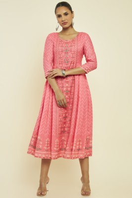soch Women Fit and Flare Pink Dress