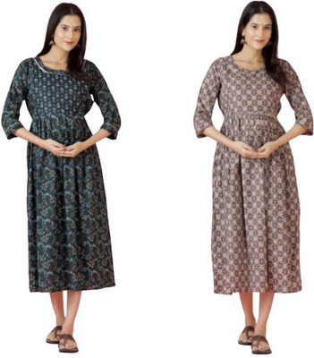 Moda Rapido Women Fit and Flare Multicolor Midi/Calf Length Dress