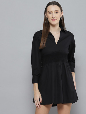 DENNISON Women Fit and Flare Black Above Knee/Mid Thigh Length Dress