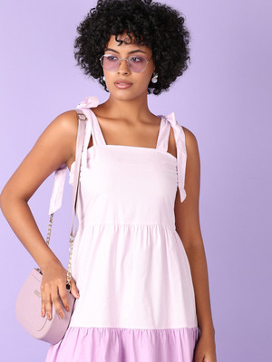 V-MART Women A-line Purple Midi/Calf Length Dress