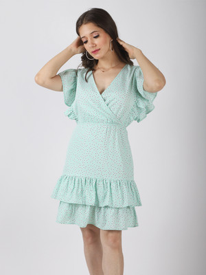 Dressberry Women A-line Light Blue Above Knee/Mid Thigh Length Dress