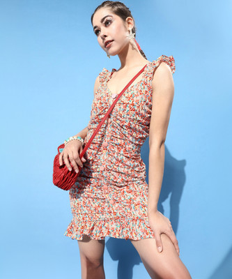 KASSUALLY Women Bodycon Multicolor Above Knee/Mid Thigh Length Dress