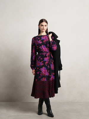 VERO MODA Women Fit and Flare Black Midi/Calf Length Dress