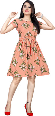 HouseOfCommon Women A-line Blue Knee Length Dress