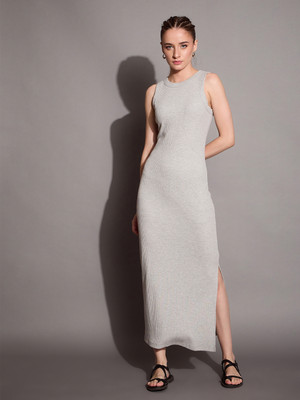 SASSAFRAS Women Bodycon Grey Midi/Calf Length Dress