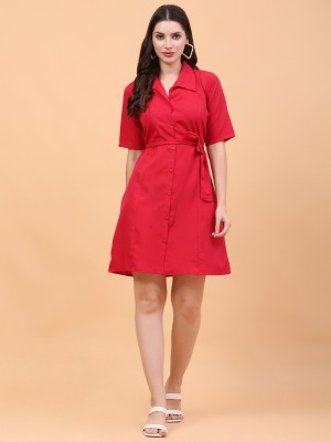 Pipal Women A-line Red Dress